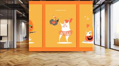 Cute Halloween day concept illustration Wall mural