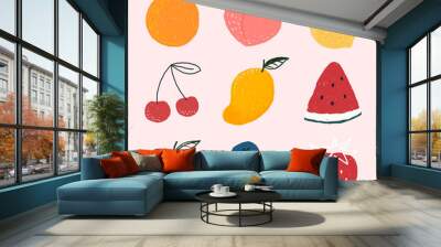 Cute hand drawn fruit set vector Wall mural