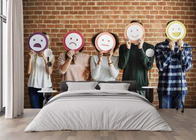 Cute portrayal of a range of different emotions Wall mural