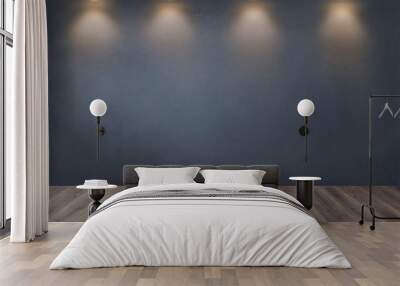 Dark gray wall with a row of spotlights in an empty room Wall mural