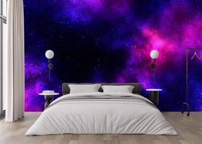 Dark pink and purple galaxy patterned background illustration Wall mural