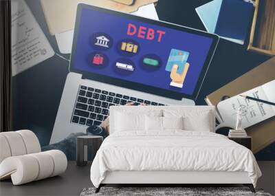 Debt Banking Financial Loan Money Trouble Bill Concept Wall mural