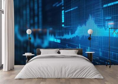 Digital background financial charts graphs. Wall mural