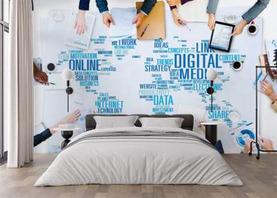 Digital Media Online Social Networking Communication Concept Wall mural