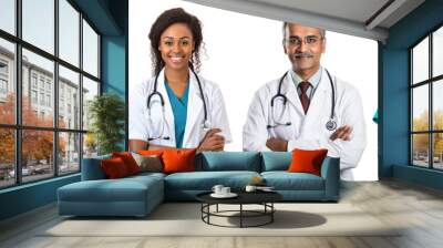 Diverse happy medical staff set Wall mural