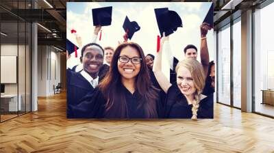 Diverse International Students Celebrating Graduation Wall mural