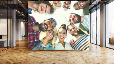 Diverse People Circle Huddle Looking Down Concept Wall mural