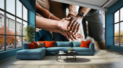 Diverse people hands together Wall mural