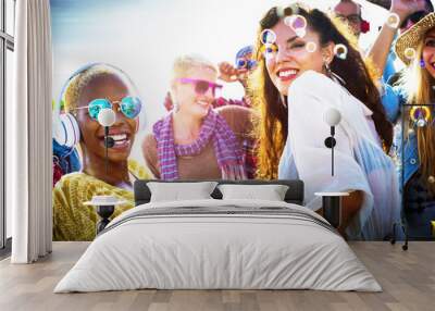 Diversity Dancing Beach Party Celebration Concept Wall mural