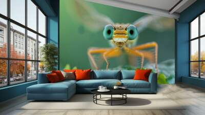 Dragonfly portrait animal insect. Wall mural