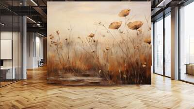 Dried flower background painting outdoors nature. Wall mural