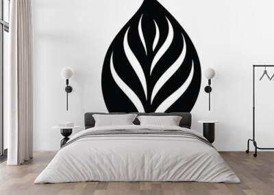 Elegant black leaf silhouette design Wall mural