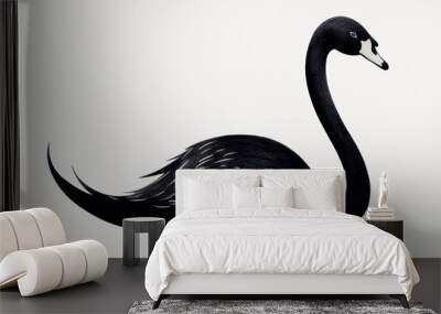 Elegant black swan illustration art Wall mural