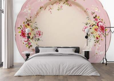 Elegant floral pink plate Wall mural