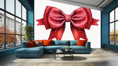 Elegant red polka dot bow Wall mural