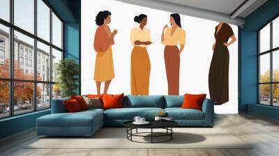 Elegant women discussing fashion trends. Wall mural