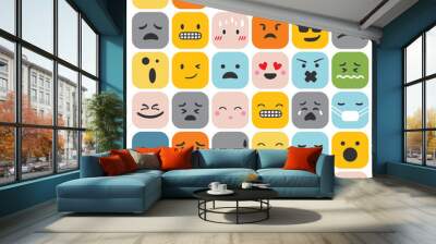 Emoji emoticons set face expression feelings collection vector illustration Wall mural