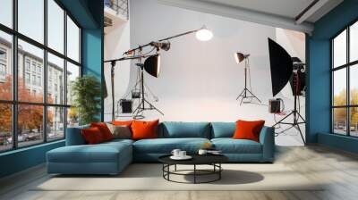 Empty studio with photography lighting Wall mural