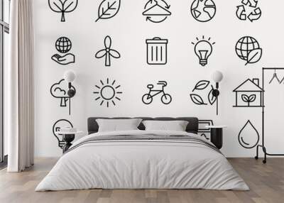 Environmental icons vector for business in simple line set Wall mural