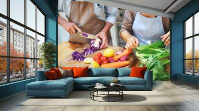 Family Cooking Kitchen Preparation Dinner Concept Wall mural