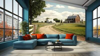 Farm architecture outdoors building. Wall mural