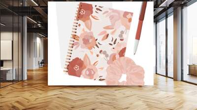 Feminine stationery sticker png transparent, pastel pink illustration Wall mural