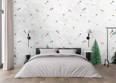 Festive Christmas decorated background mockup Wall mural