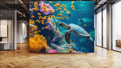 Fish underwater aquarium outdoors. Wall mural