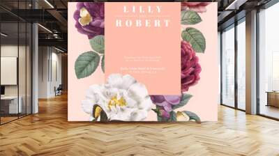 Floral wedding invitation Wall mural