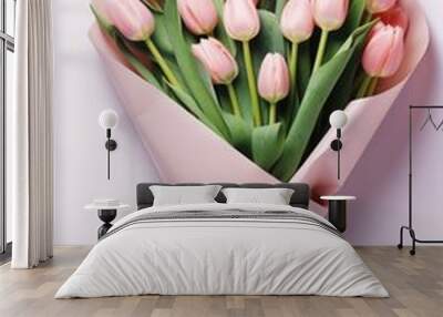 Flower bouquet tulip petal plant. Wall mural