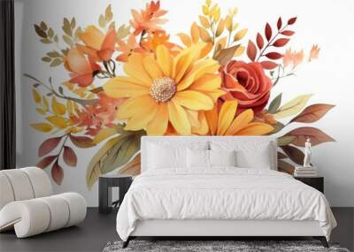 Flower pattern plant white background. Wall mural