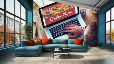 Food Order Pizza Online Internet Concept Wall mural