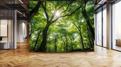 Forest green tree vegetation. Wall mural