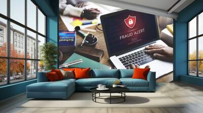 Fraud Alert Caution Defend Guard Notify Protect Concept Wall mural