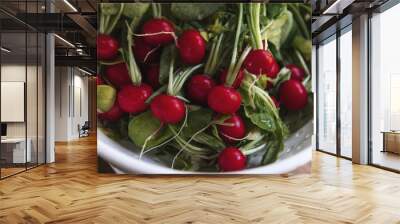 Fresh organic radishes in a kitchen Wall mural