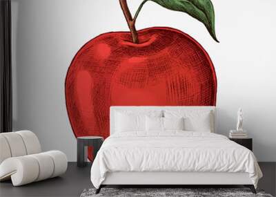 Fresh ripe red apple vector Wall mural