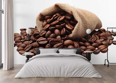 Fresh roasted coffee beans burlap Wall mural