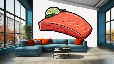 Fresh salmon slice illustration Wall mural