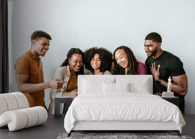 Friends using a tablet together Wall mural