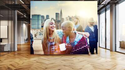 Friendship Party Rooftop Terrace Cheerful Concept Wall mural