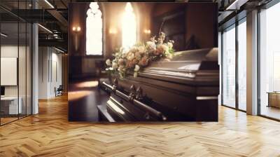 Funeral service coffin spirituality architecture. Wall mural