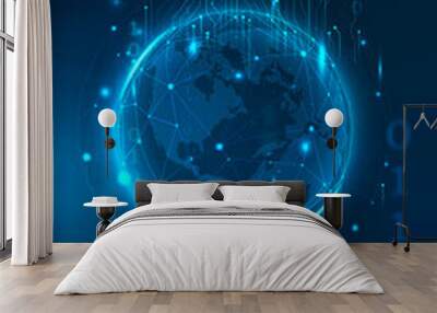 Futuristic global network technology vector Wall mural