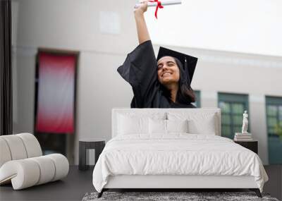 Girl graduating high school, celebrating academic achievement Wall mural