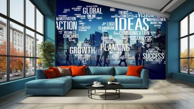 Global Business People Commuter Walking Ideas Concept Wall mural