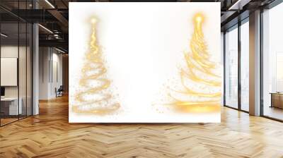 Glowing golden Christmas trees png cut out element set Wall mural