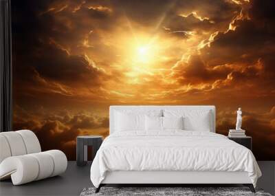 Gold sky backgrounds sunlight outdoors Wall mural