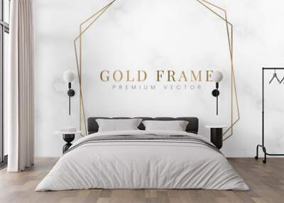 Golden hexagon frame template vector Wall mural