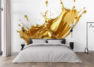 Golden liquid splash dynamic illustration Wall mural