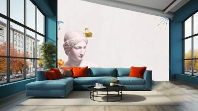 Greek goddess statue border aesthetic mixed media Wall mural