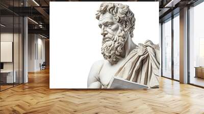 Greek sculpture holding banknote statue art white background. Wall mural